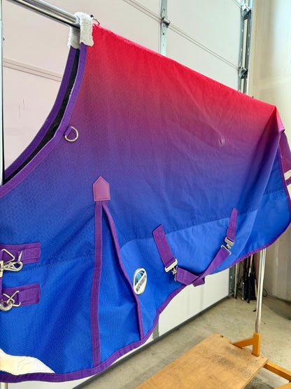 Used WeatherBeeta ComFiTec Plus Dynamic Standard Neck Turnout Sheet – 72” – Rainbow Ombré