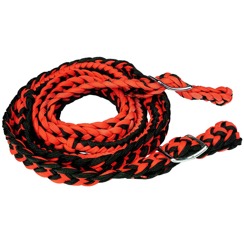 Braided Poly Barrel Reins – 8' Long with Grip Knots
