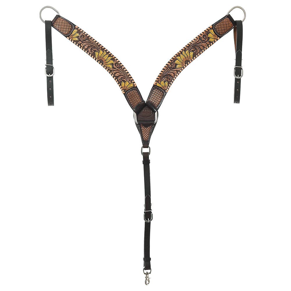 Hand-Painted Sunflower Leather Breastcollar