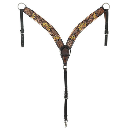 Hand-Painted Sunflower Leather Breastcollar