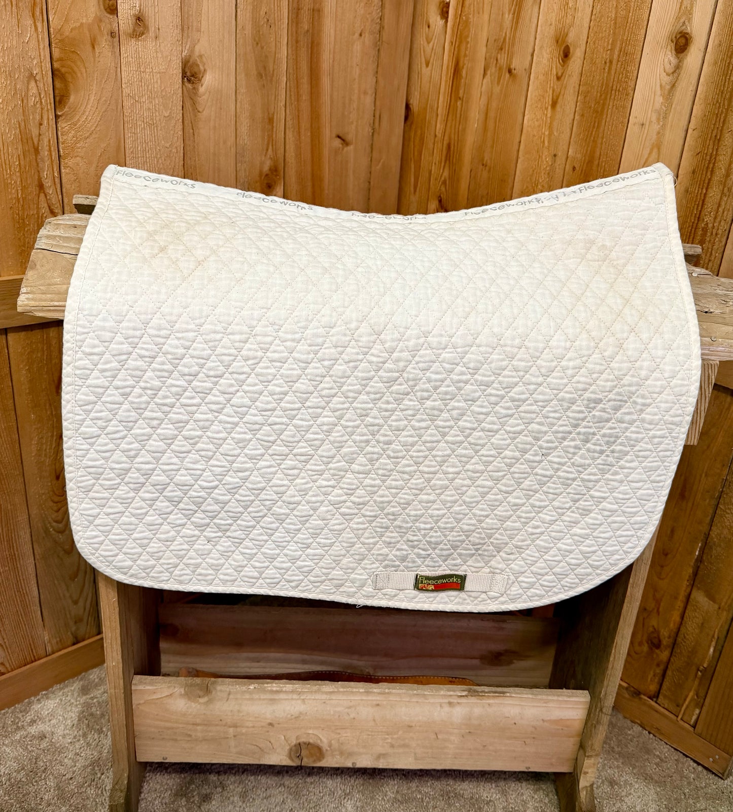 Used Fleeceworks Quilted Dressage Pad – White
