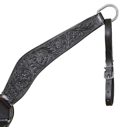 Black Hand-Tooled Leather Breastcollar