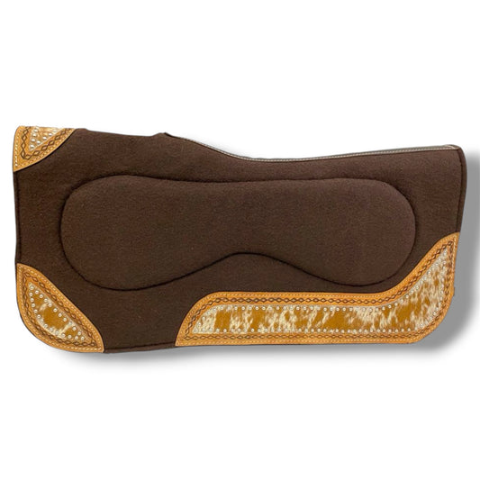 Brown Build-Up Felt Saddle Pad with Cowhide Inlay 32"x32"x1"