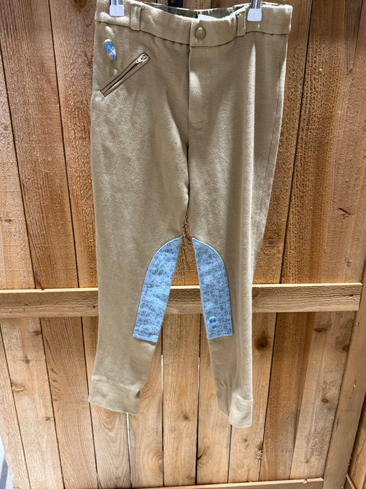 Perri’s Pony Palooza Children’s Riding Breeches • Beige & Blue • Size 10