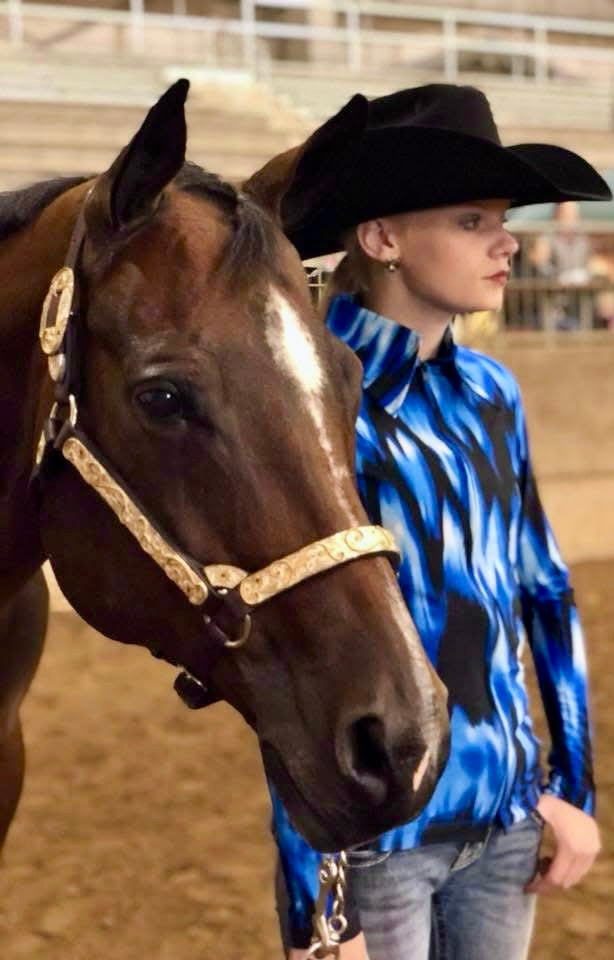 Hobby Horse Limited Edition Show Shirt • Ladies XS • Royal Blue / Black / White