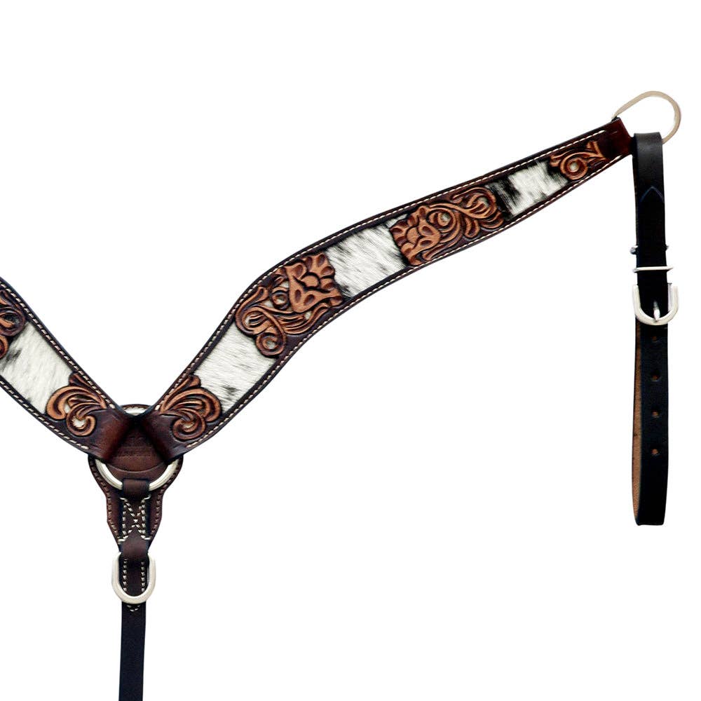 Hand Tooled Floral Hair-On Leather Breastcollar