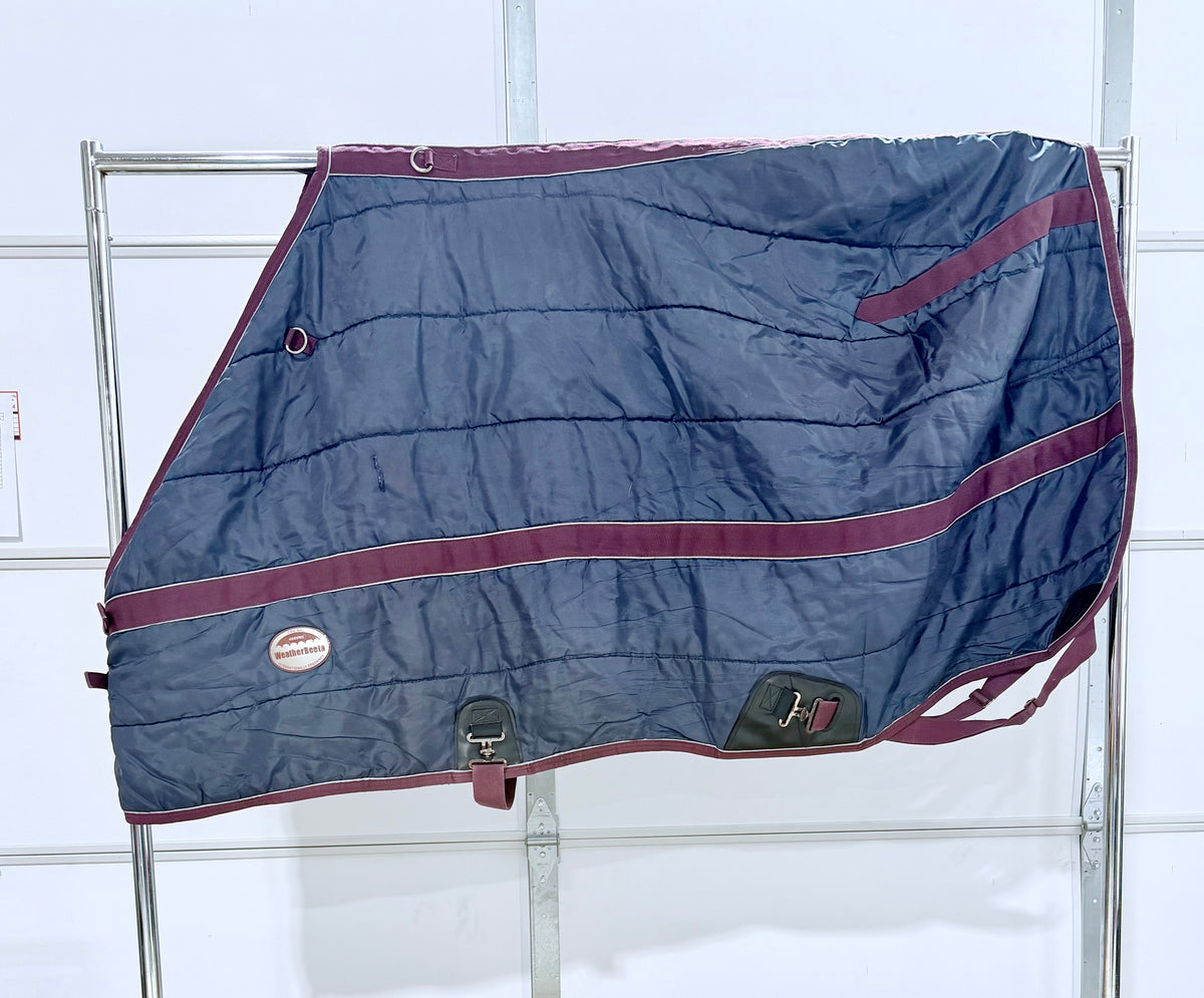 Used Weather betta Medium-Weight Stable Blanket – 78” – Navy & Burgundy