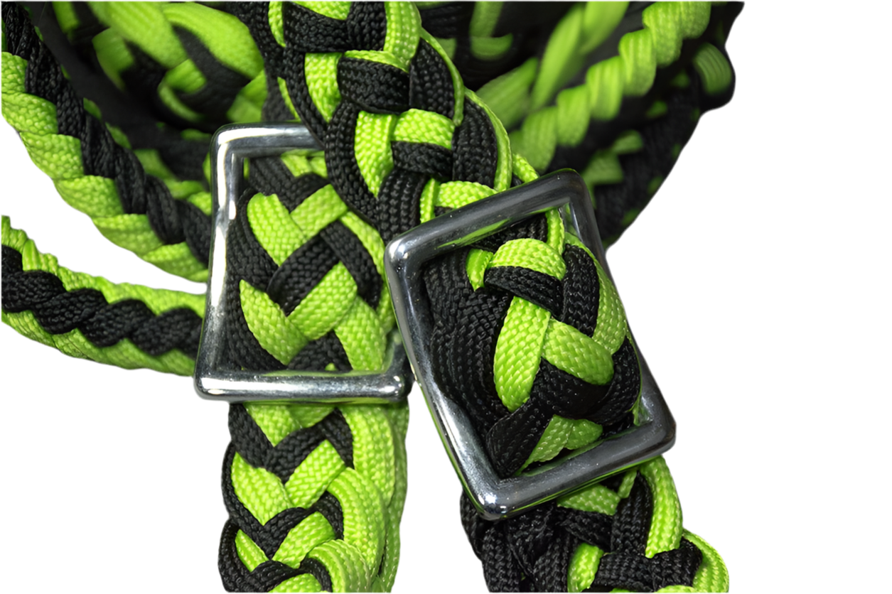 Braided Poly Barrel Reins – 8' Long with Grip Knots