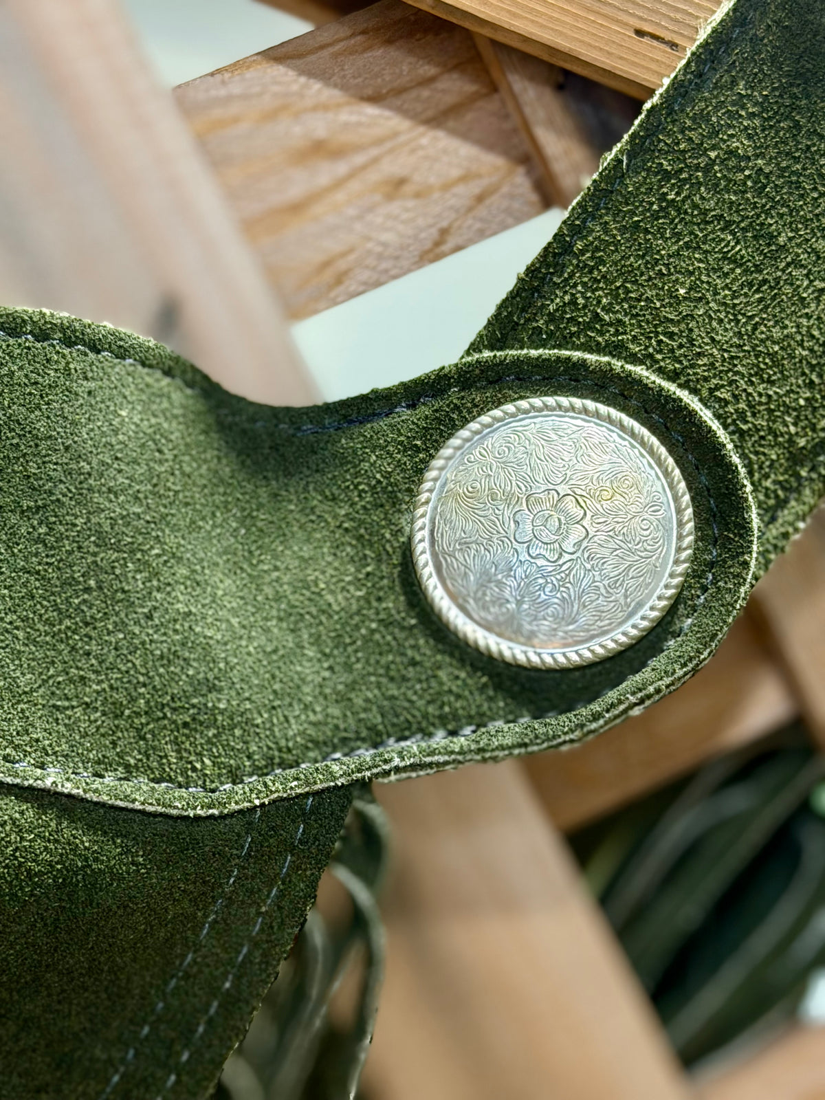 Custom Olive Green Suede Show Chaps • Ladies XS