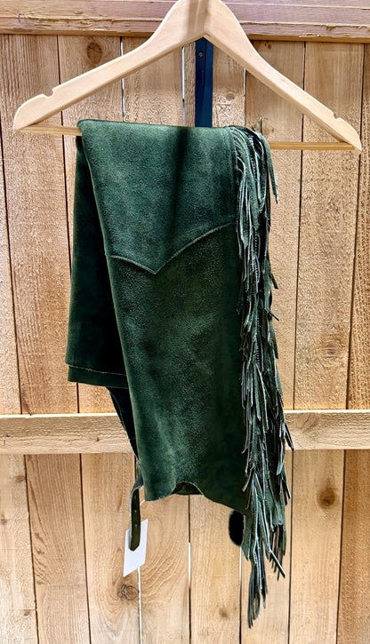 Custom Olive Green Suede Show Chaps • Ladies XS