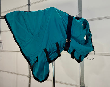 Used Nylon Stable Hood – Medium – Teal & Black