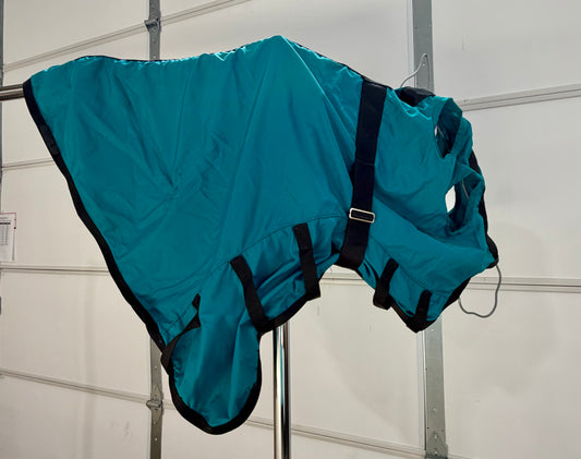 Used Nylon Stable Hood – Medium – Teal & Black