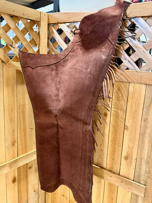 Brand New Custom Chocolate Suede Show Chaps • Ladies XS