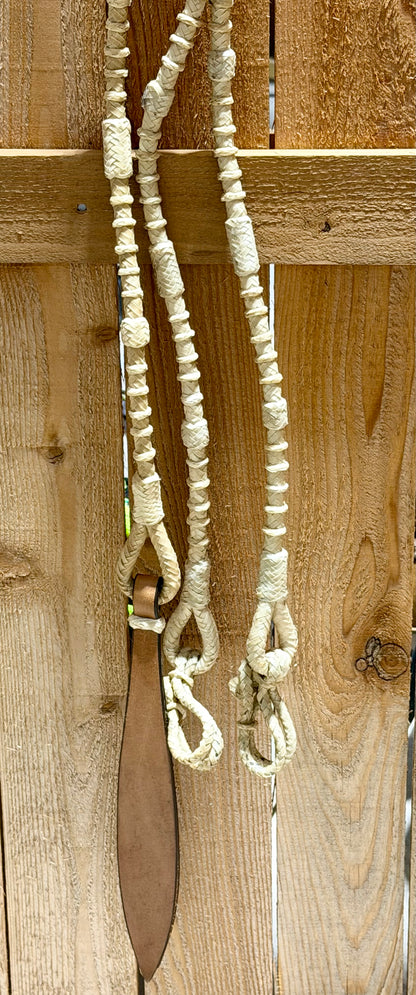 Used Cream Braided Rawhide Romal Reins