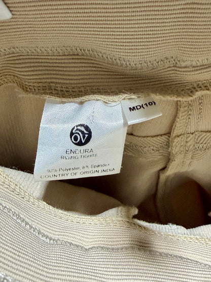 Ovation Children’s Endura Riding Tights • Beige • Medium / Size 10 • Peacock Calf Panels