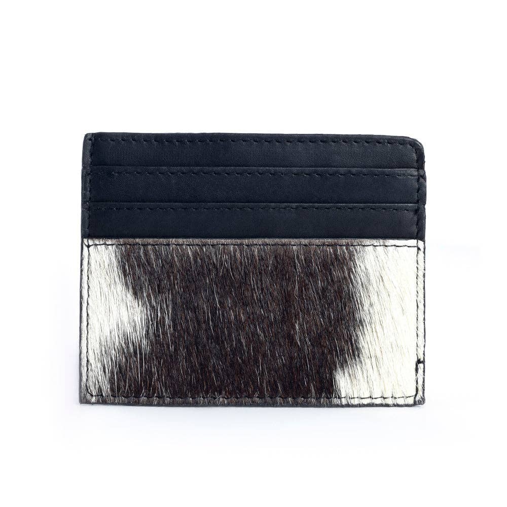 Cowhide Leather Credit Card Holder - Black