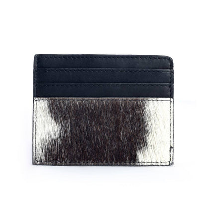 Cowhide Leather Credit Card Holder - Black
