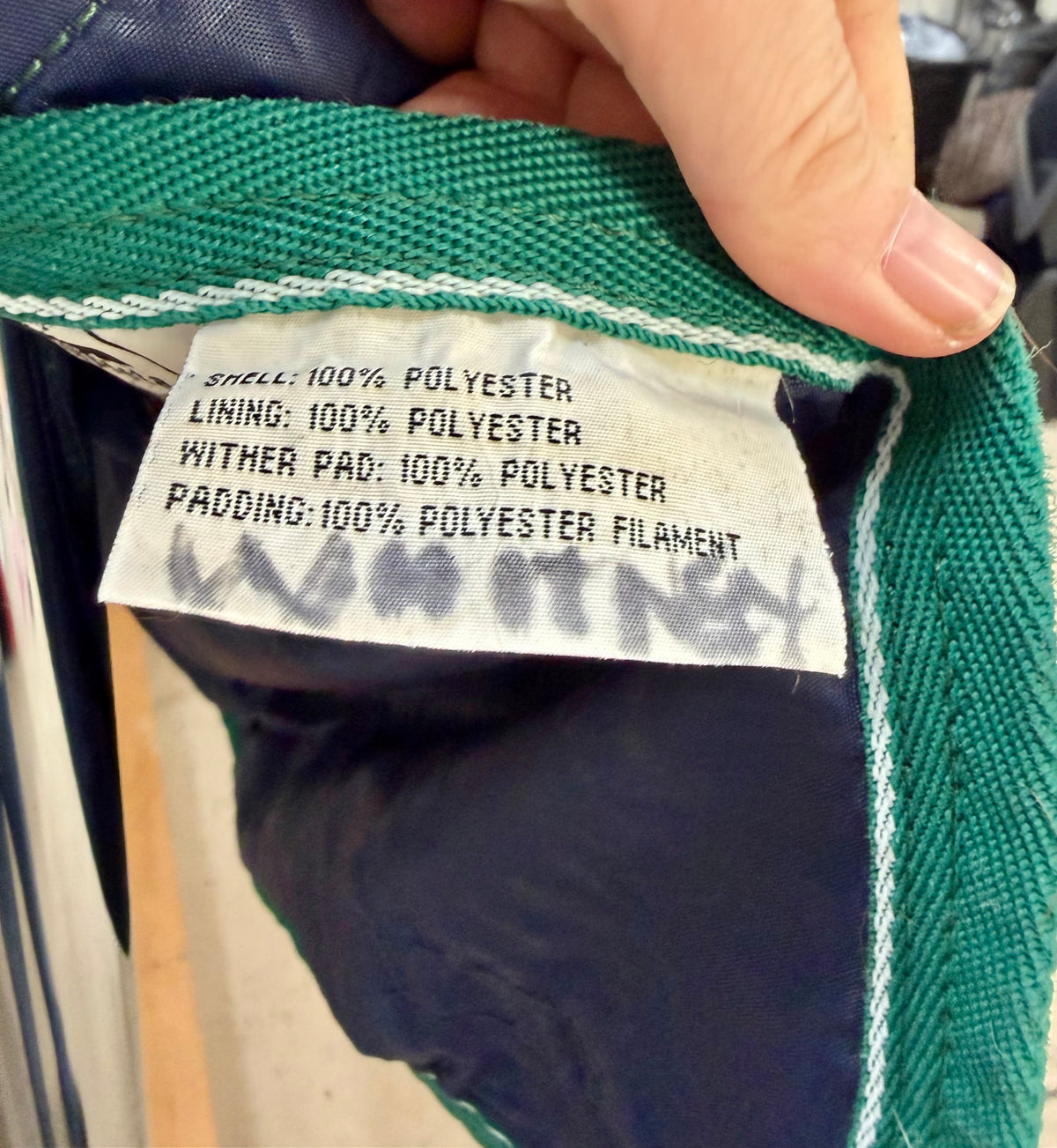 Used WeatherBeeta Orican Original Standard Neck Turnout Blanket – 78” – Navy & Green