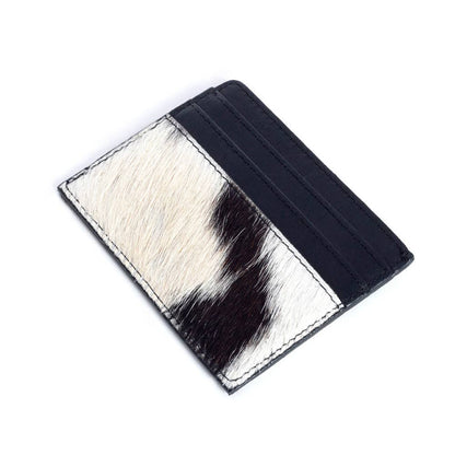 Cowhide Leather Credit Card Holder - Black