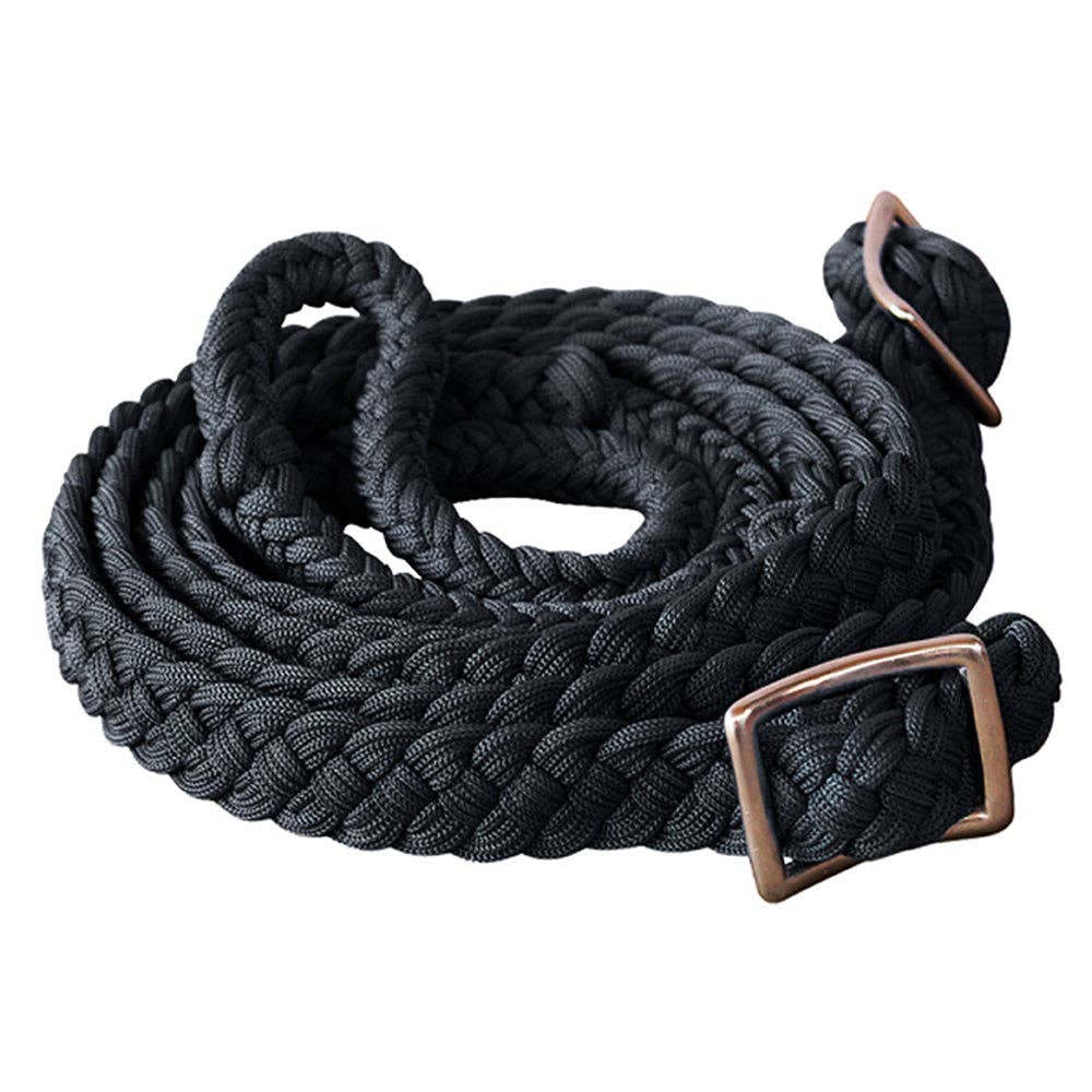 Braided Poly Barrel Reins – 8' Long with Grip Knots