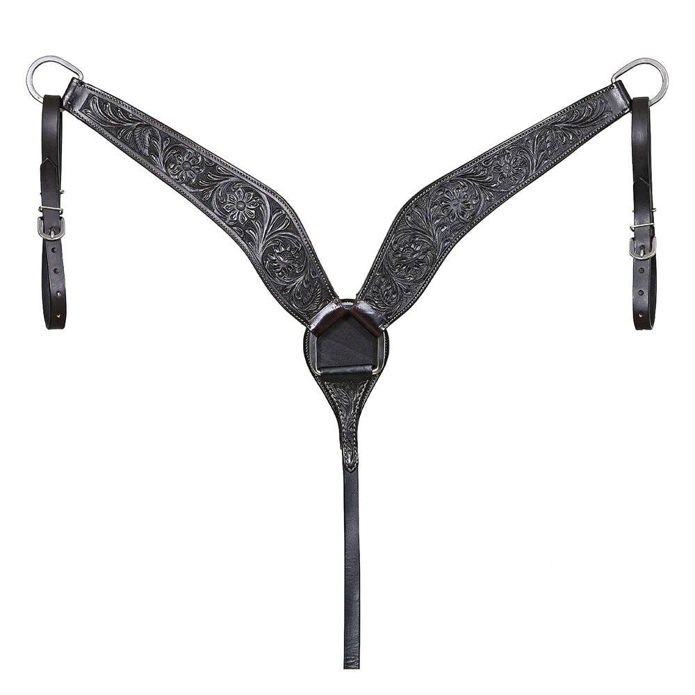 Black Hand-Tooled Leather Breastcollar