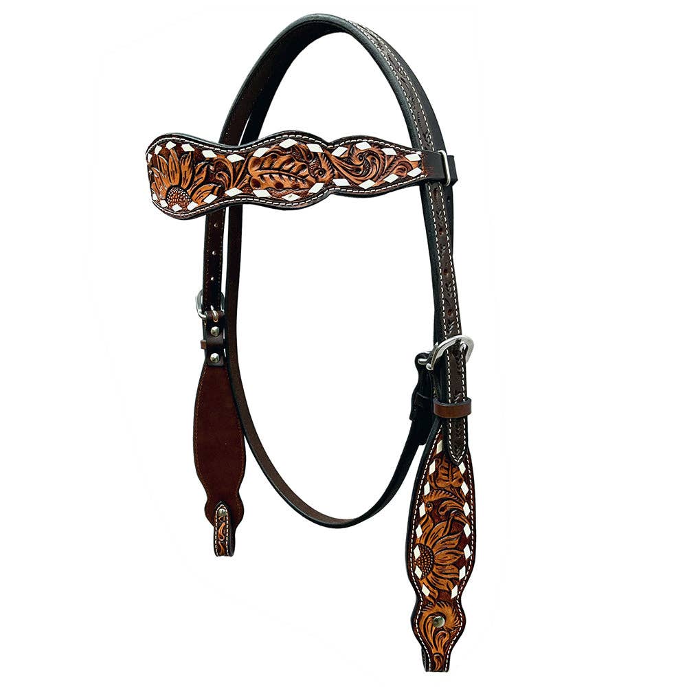 Sunflower Buckstitch Western Headstall & Breast Collar Set