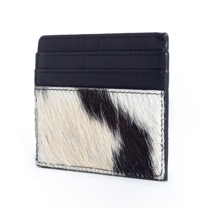Cowhide Leather Credit Card Holder - Black