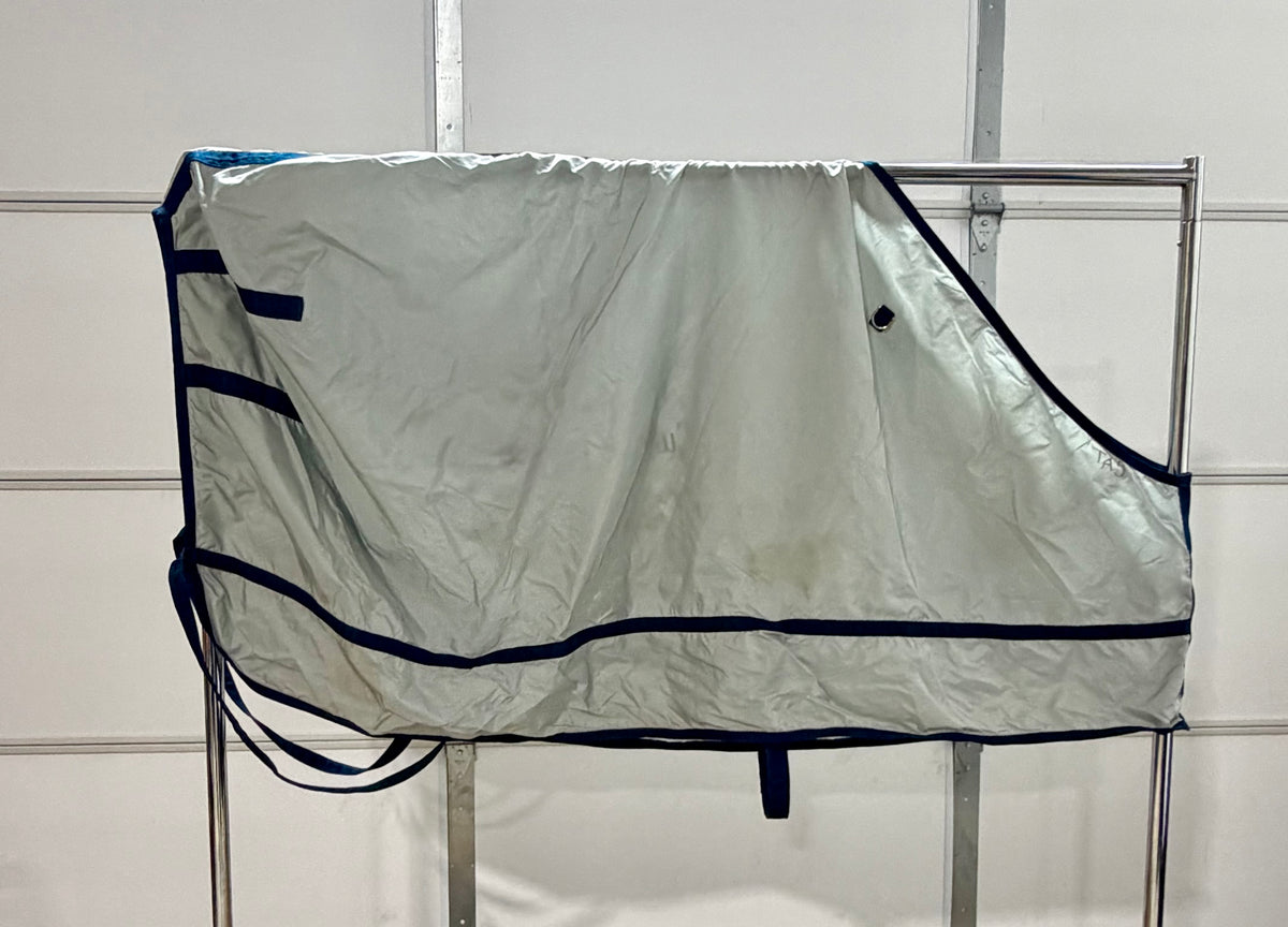 Vintage Big Sky Blankets Stable Sheet – 78” – Silver & Navy