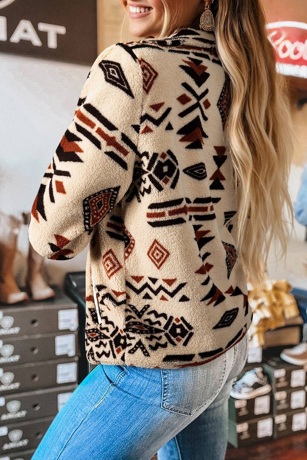Aztec Half Zip Plush Sweatshirt