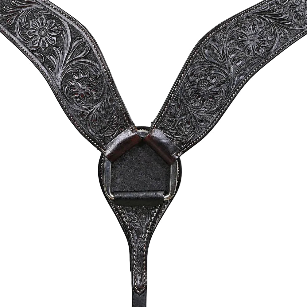 Black Hand-Tooled Leather Breastcollar