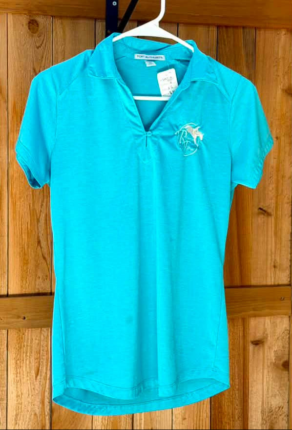 Port Authority Women’s Athletic Fabric Polo – Turquoise/Aqua – Embroidered Farm Logo