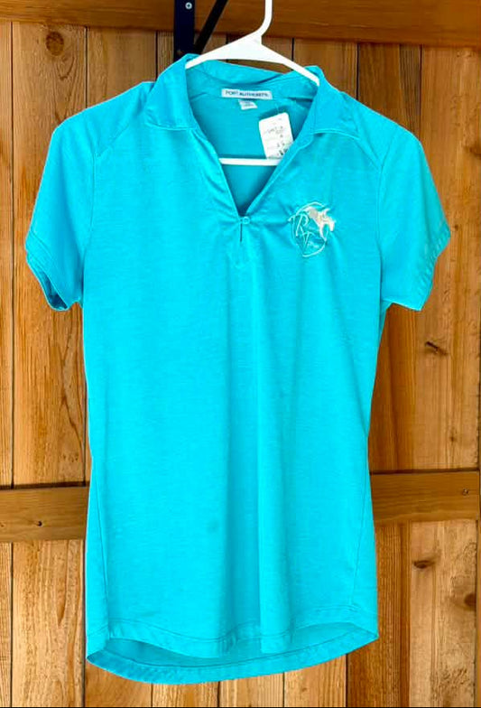 Port Authority Women’s Athletic Fabric Polo – Turquoise/Aqua – Embroidered Farm Logo