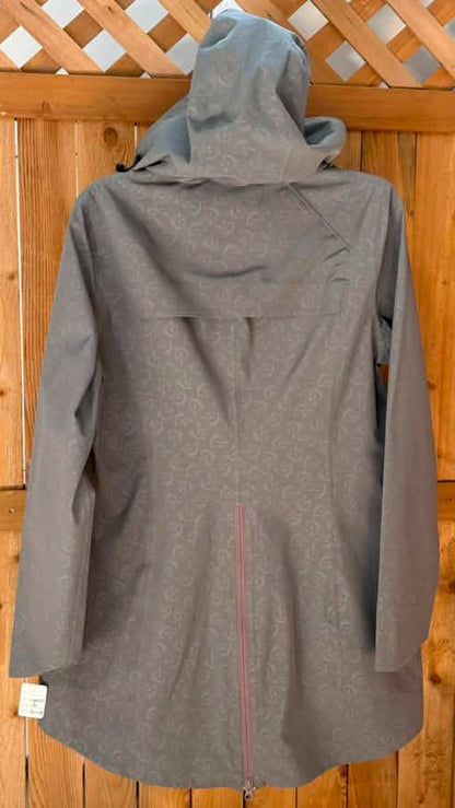 Kerrits Women’s Hooded Riding Rain Jacket – Gray Horse Print – Oversized Hood