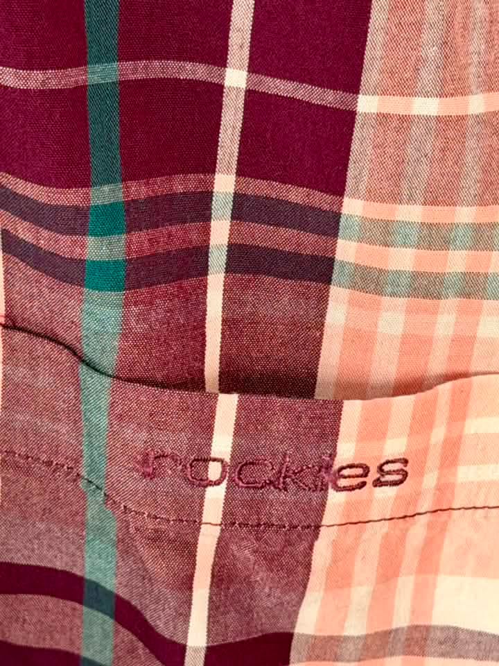 Rockies Women’s Plaid Button-Down Shirt – Burgundy/Blush/Teal/Cream