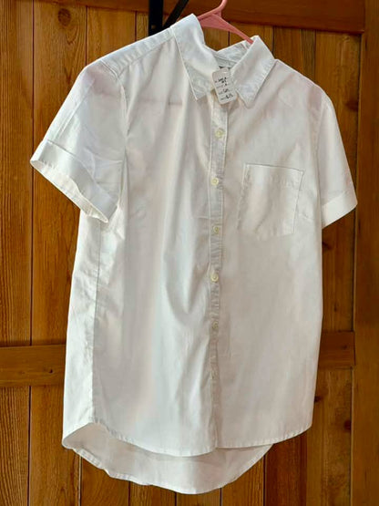 Dickies Crafted for Women Short Sleeve Button-Up Shirt – White – Size Small