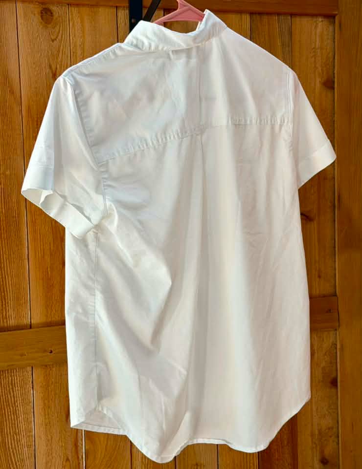 Dickies Crafted for Women Short Sleeve Button-Up Shirt – White – Size Small