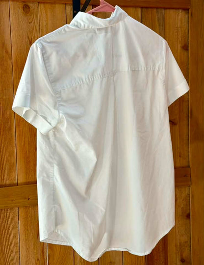 Dickies Crafted for Women Short Sleeve Button-Up Shirt – White – Size Small