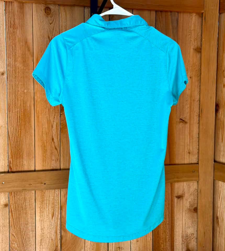 Port Authority Women’s Athletic Fabric Polo – Turquoise/Aqua – Embroidered Farm Logo