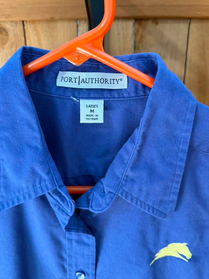 Port Authority Women’s Equestrian Embroidered Button-Up – Royal Blue – 3/4 Sleeves