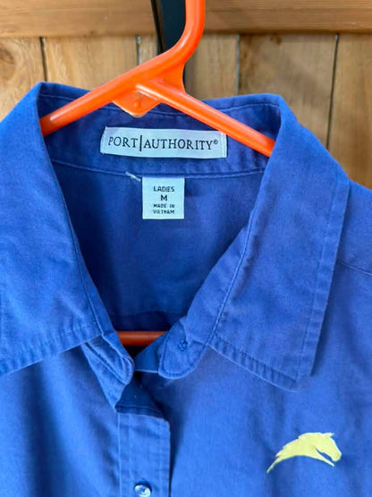 Port Authority Women’s Equestrian Embroidered Button-Up – Royal Blue – 3/4 Sleeves