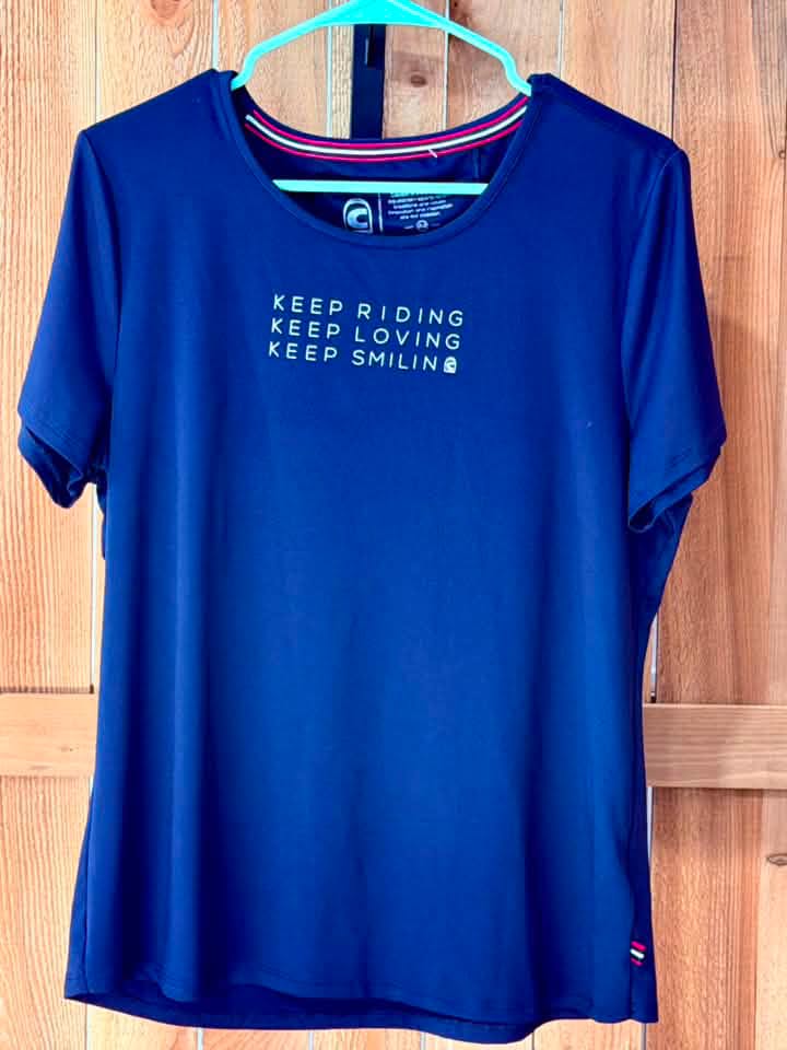 Cavallo “Keep Riding Keep Loving Keep Smiling” Equestrian Tee – Size 44 / Large