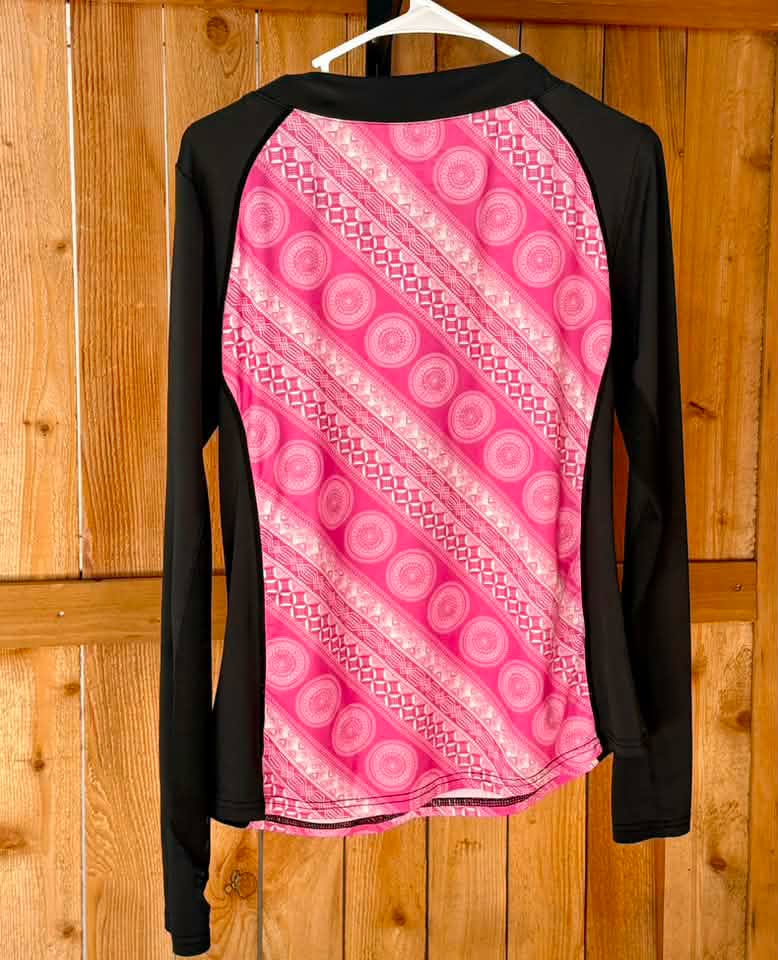 SanSoleil Equestrian Women’s Long Sleeve Sun Shirt – Pink/Black