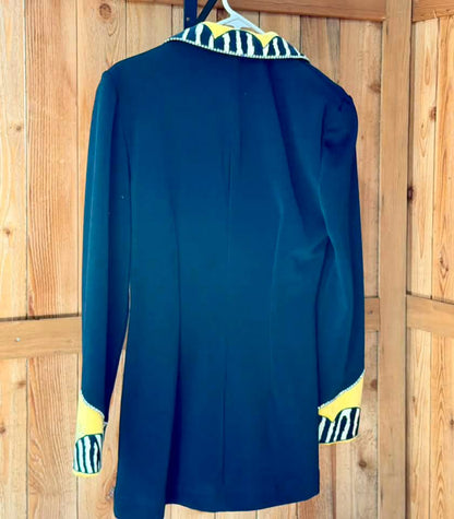 Susan By Night Women’s Western Show Jacket – Black/Yellow/Zebra – Rhinestone Embellished