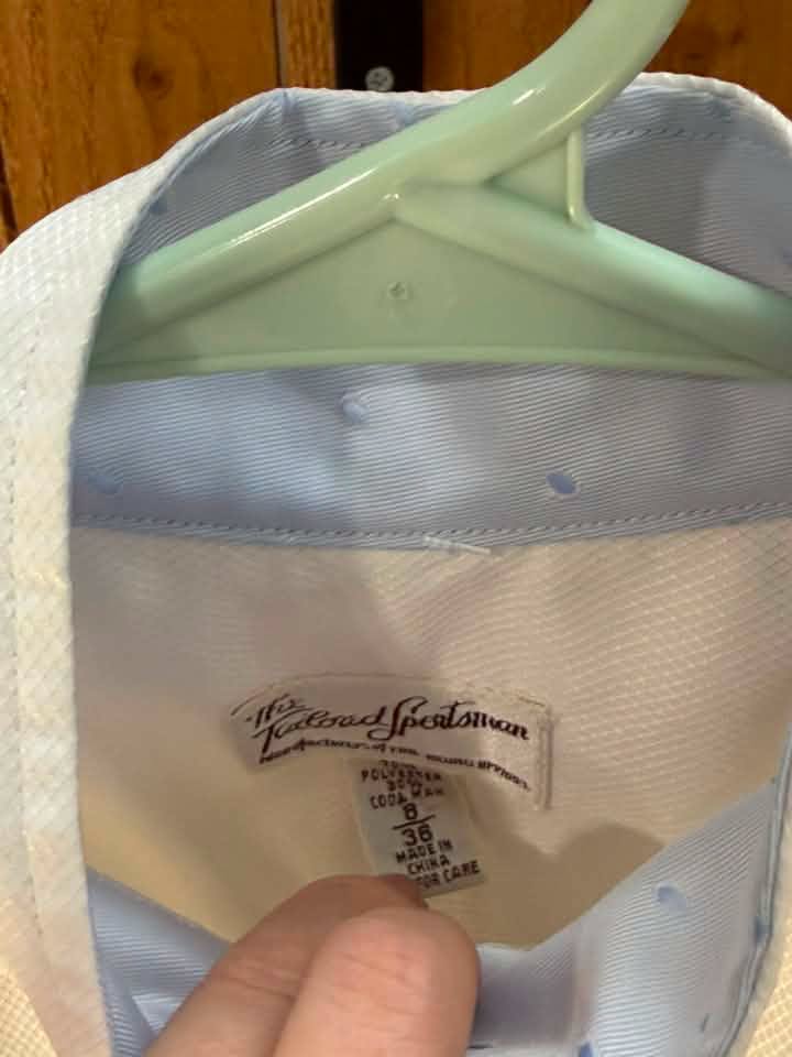The Tailored Sportsman Women’s Lightweight Show Shirt – White with Light Blue Collar