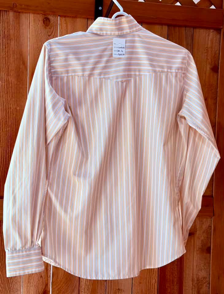 The Tailored Sportsman Women’s Long Sleeve Show Shirt – White/Peach Stripe
