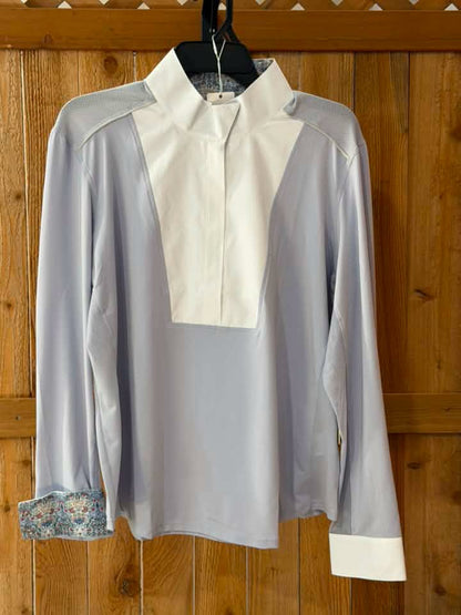 Chester Bay Women’s Show Shirt – Light Blue & White – Floral Trim – XXL – NWT