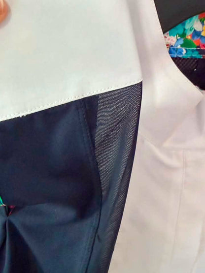 Chester Bay Women’s Show Shirt – Navy & White – Floral Trim – XXL – NWT