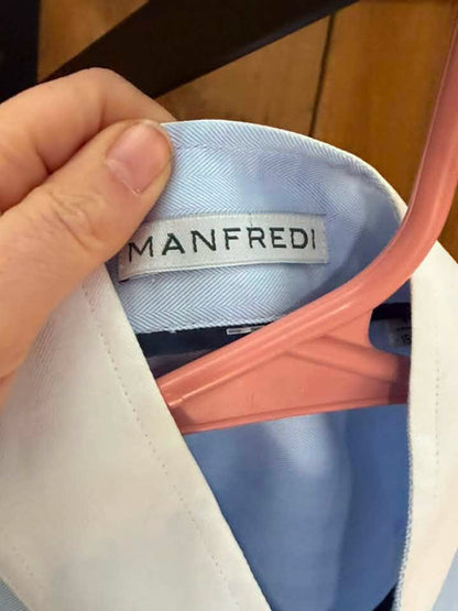 Manfredi Equestrian Long Sleeve Show Shirt – Light Blue/White Floral Embroidery