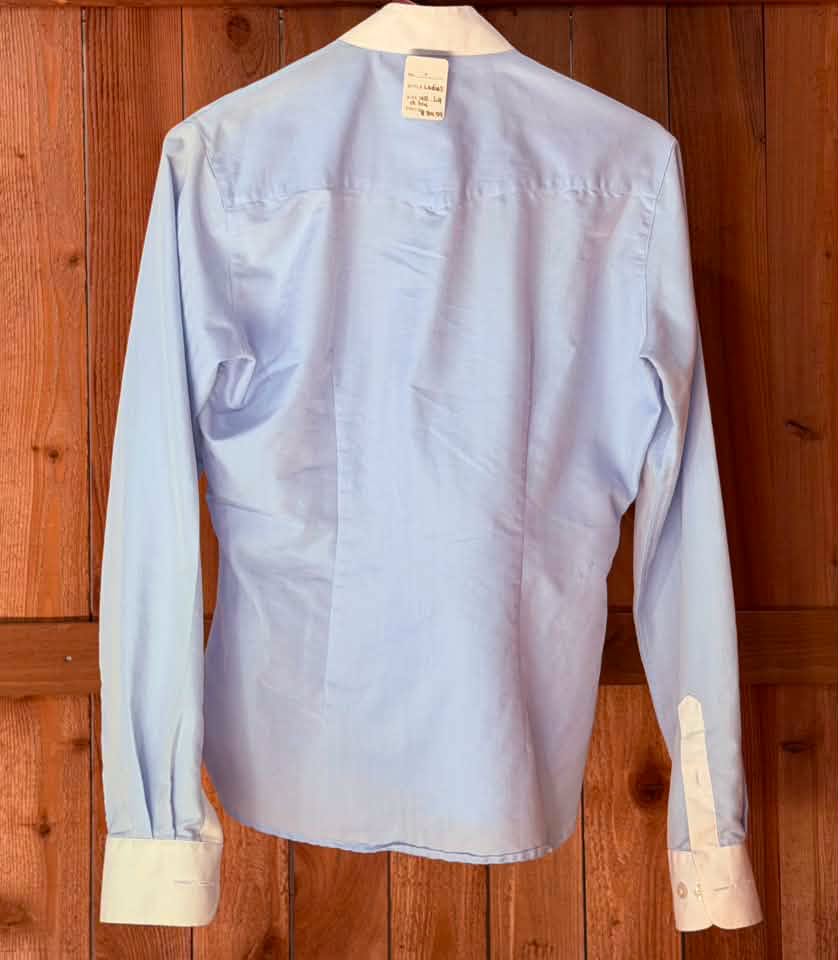 Manfredi Equestrian Long Sleeve Show Shirt – Light Blue/White Floral Embroidery