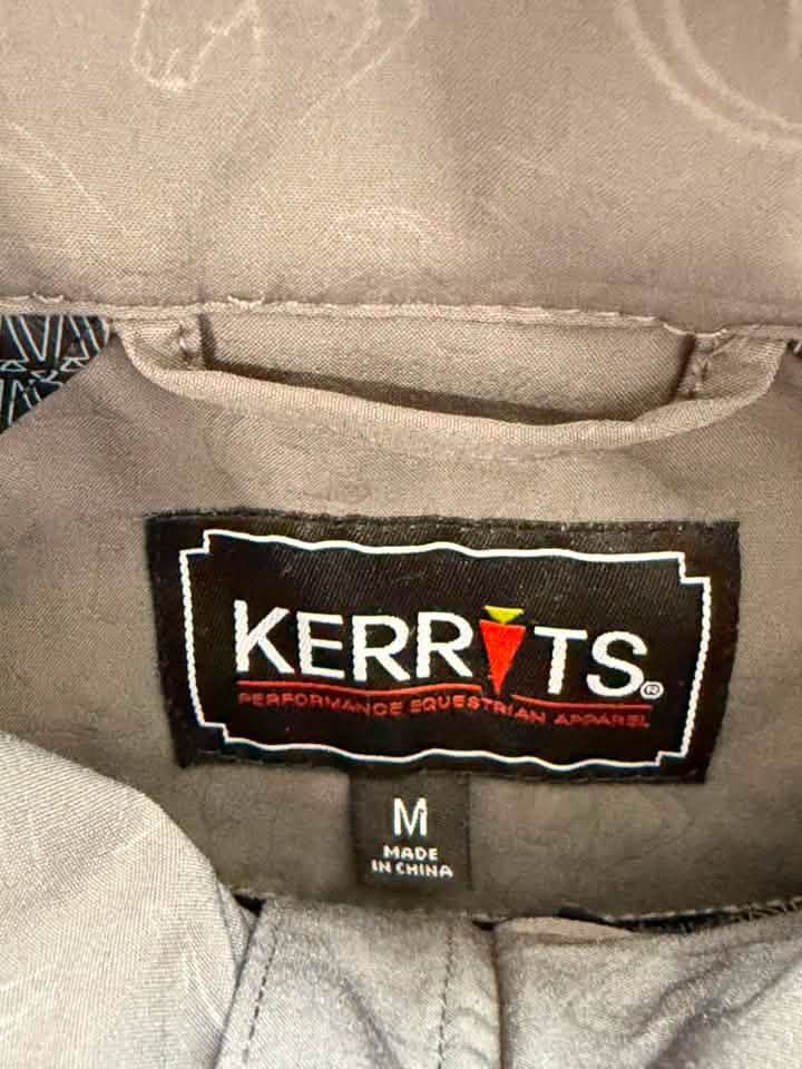 Kerrits Women’s Hooded Riding Rain Jacket – Gray Horse Print – Oversized Hood